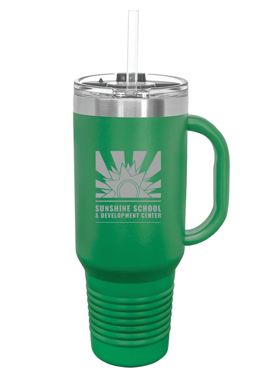 Polar Camel 40 oz. Laser Engraved Travel Mug with Handle, Straw Included