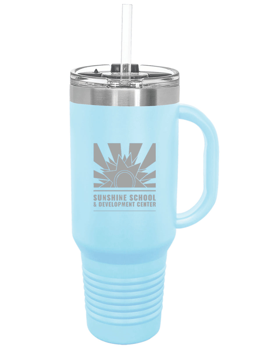 Polar Camel 40 oz. Laser Engraved Travel Mug with Handle, Straw Included