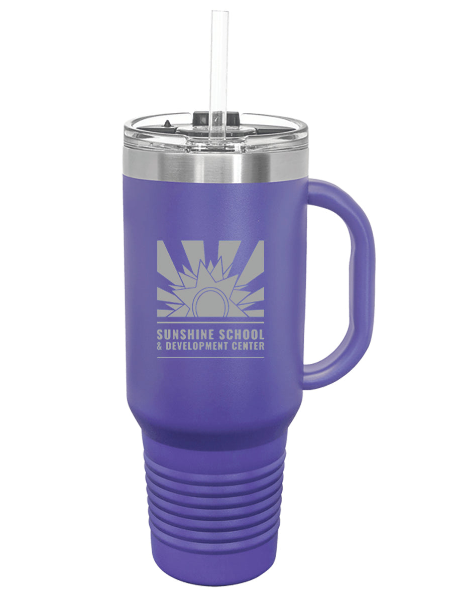 Polar Camel 40 oz. Laser Engraved Travel Mug with Handle, Straw Included