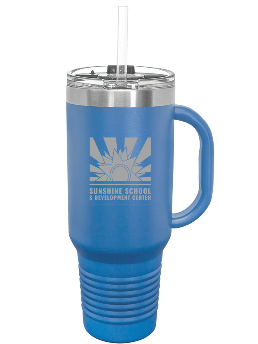 Polar Camel 40 oz. Laser Engraved Travel Mug with Handle, Straw Included
