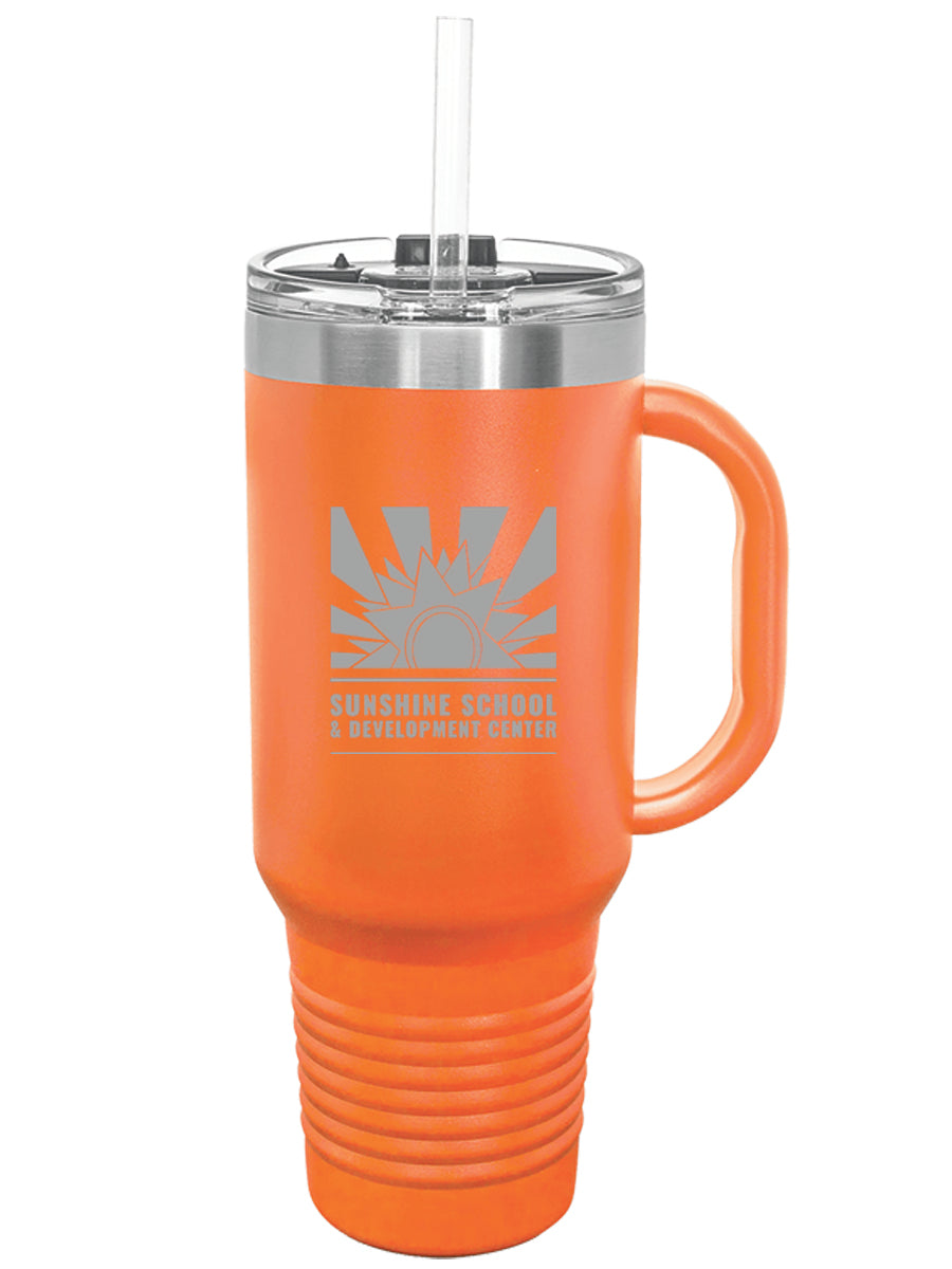 Polar Camel 40 oz. Laser Engraved Travel Mug with Handle, Straw Included