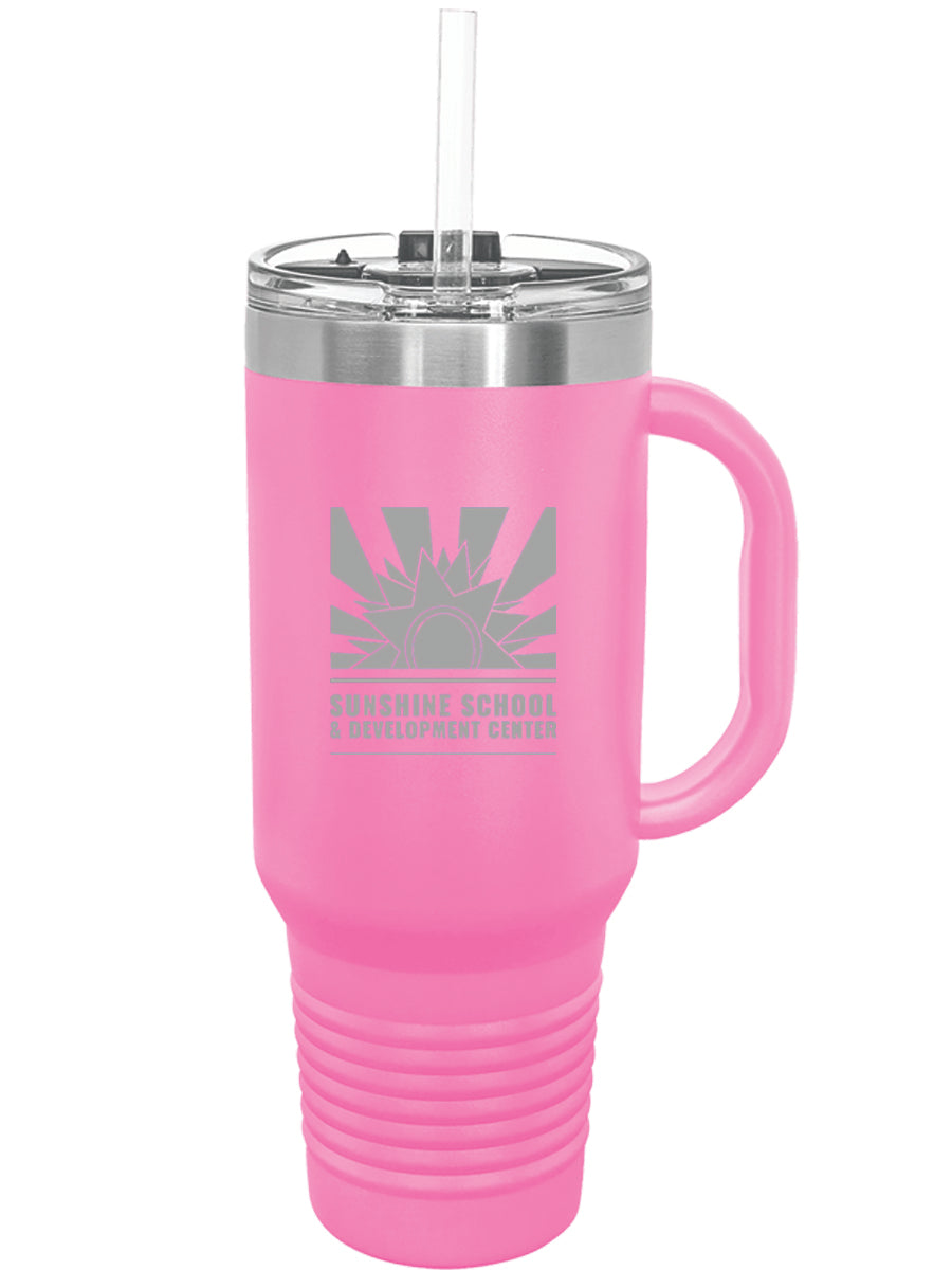 Polar Camel 40 oz. Laser Engraved Travel Mug with Handle, Straw Included