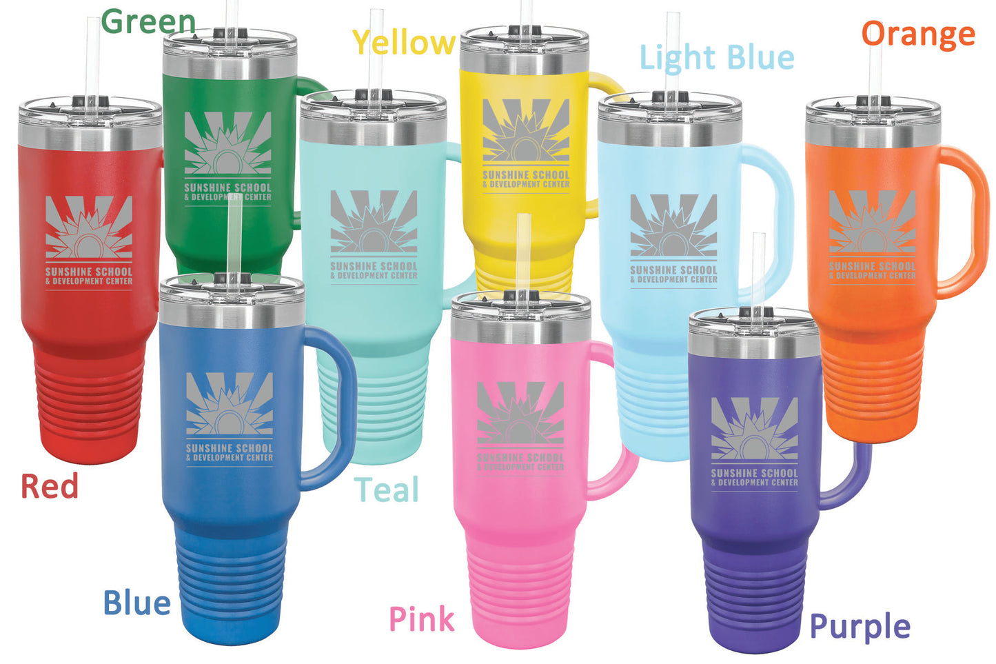 Polar Camel 40 oz. Laser Engraved Travel Mug with Handle, Straw Included