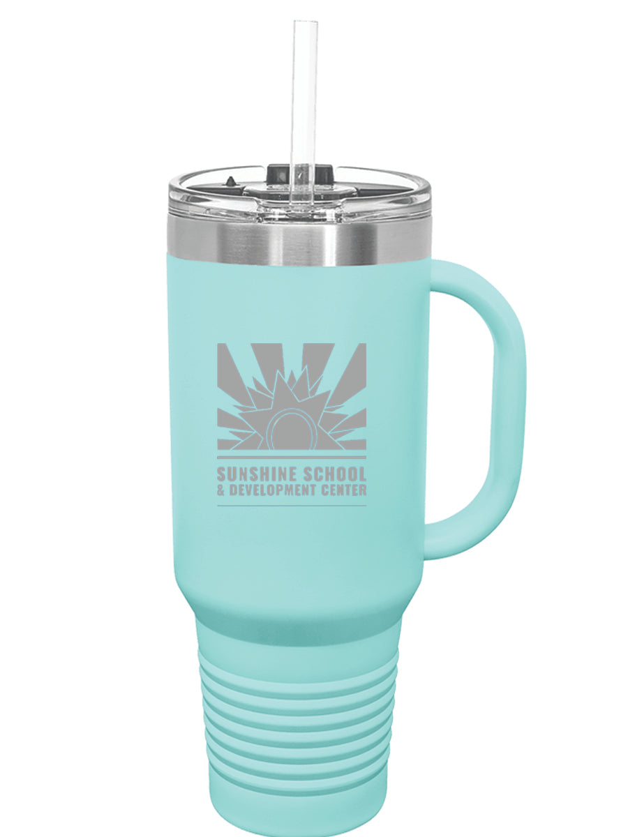Polar Camel 40 oz. Laser Engraved Travel Mug with Handle, Straw Included