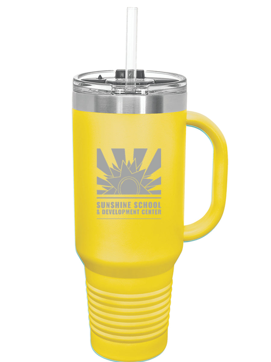 Polar Camel 40 oz. Laser Engraved Travel Mug with Handle, Straw Included