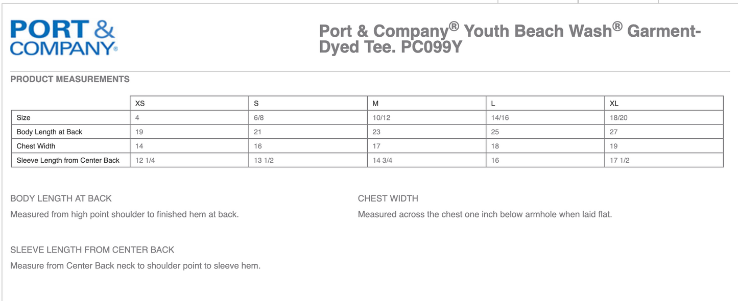 Port & Company® Youth Beach Wash® Garment-Dye Tee